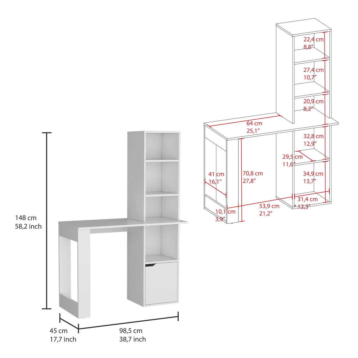 Iowa Computer Desk with 1-Cabinet and 4-Tier Bookcase by HouseOfZazla