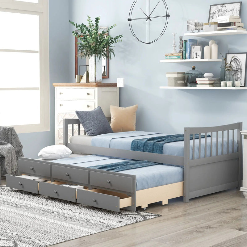 Twin Size Daybed With Trundle And Drawers by Unique Piece Furniture