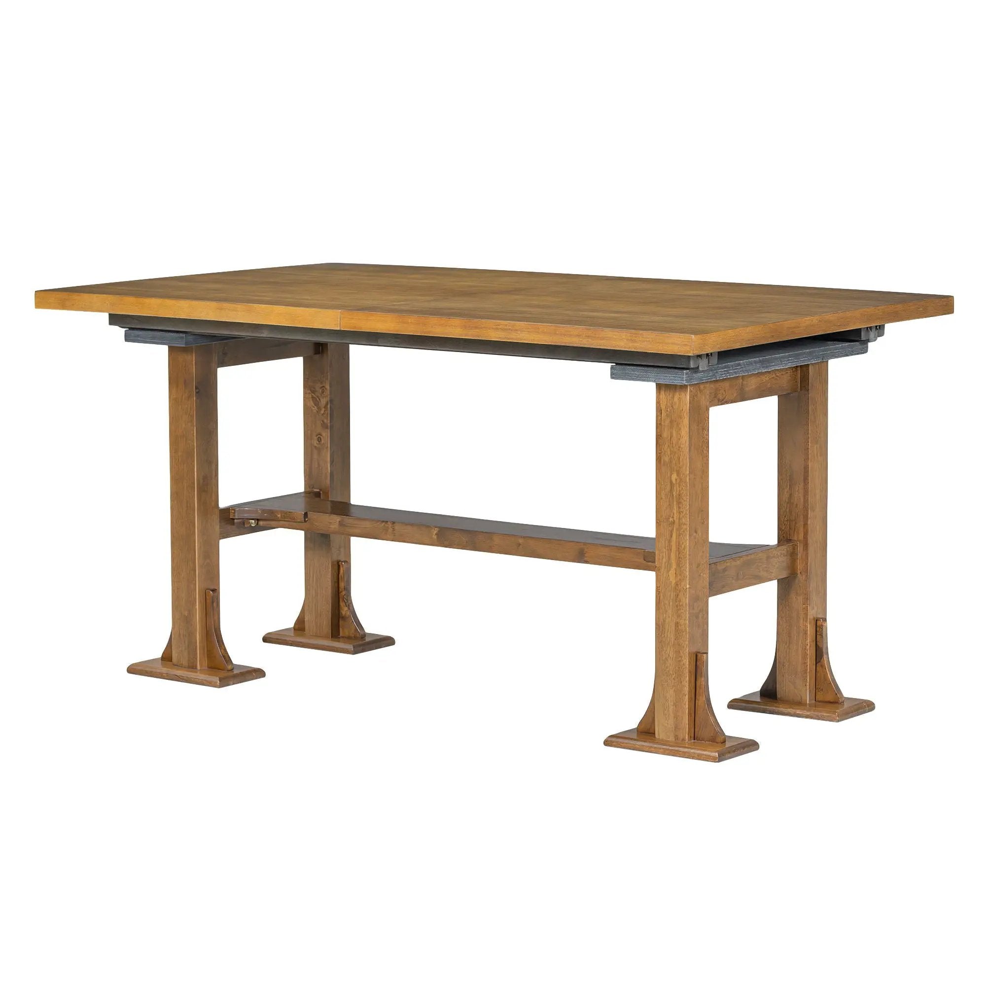 Topmax - 6 Piece Farmhouse Extendable Dining Table Set Trestle Kitchen Table Set With Removable Leaf And Upholstered Dining Chair And Bench For Dining Room by HouseOfZazla