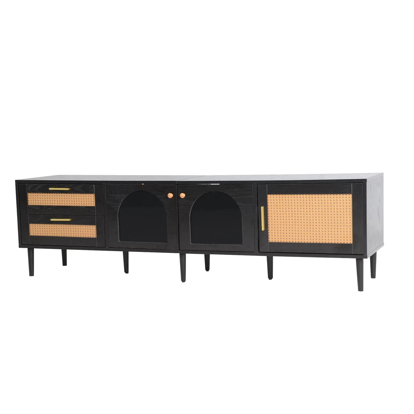 TV Stand With App-Controlled LED Lights, 2 Drawers & Door Storage by HouseOfZazla