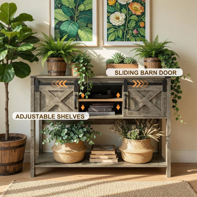 Farmhouse Entryway Table With Sliding Barn Door by HouseOfZazla
