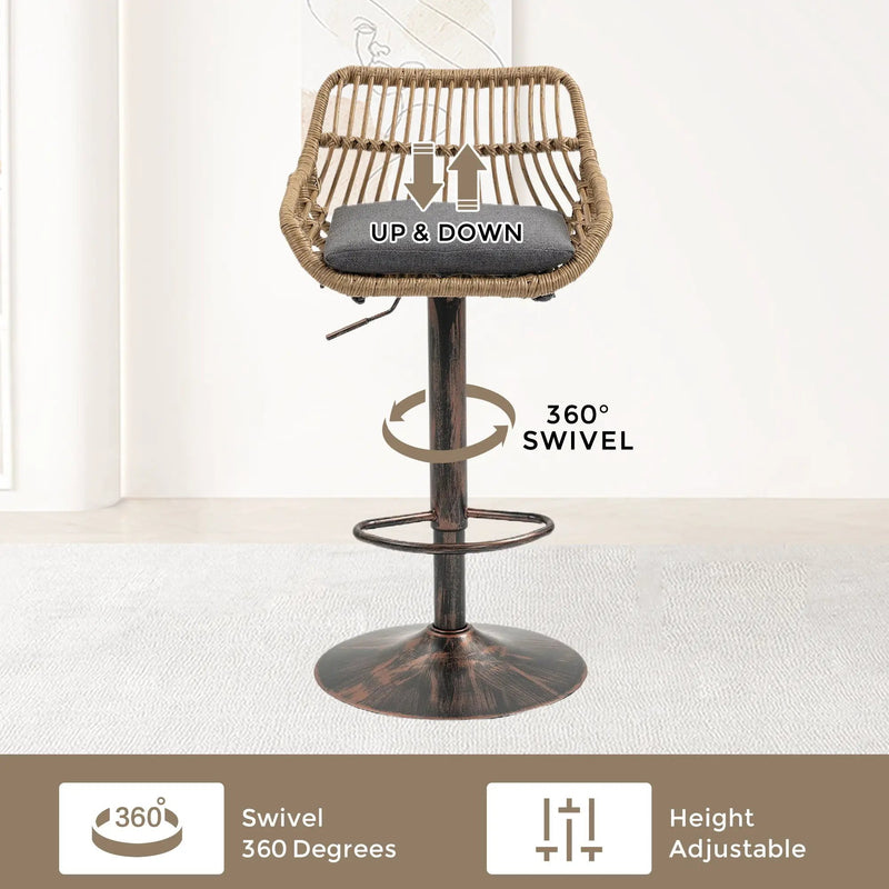 Modern Swivel Bar Stools Adjustable Counter Chairs With Footrest (Set of 2) by HouseOfZazla