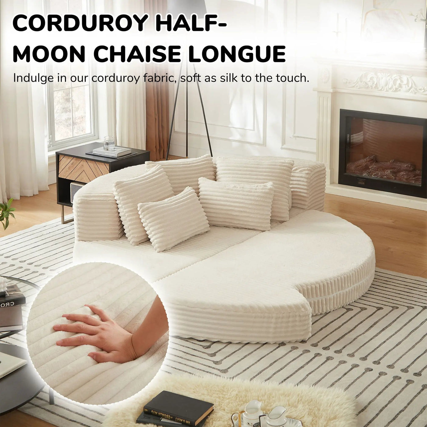 Semi Circular 2 In 1 Sofa Bed With Neck Pillow And Throw Pillows by HouseOfZazla