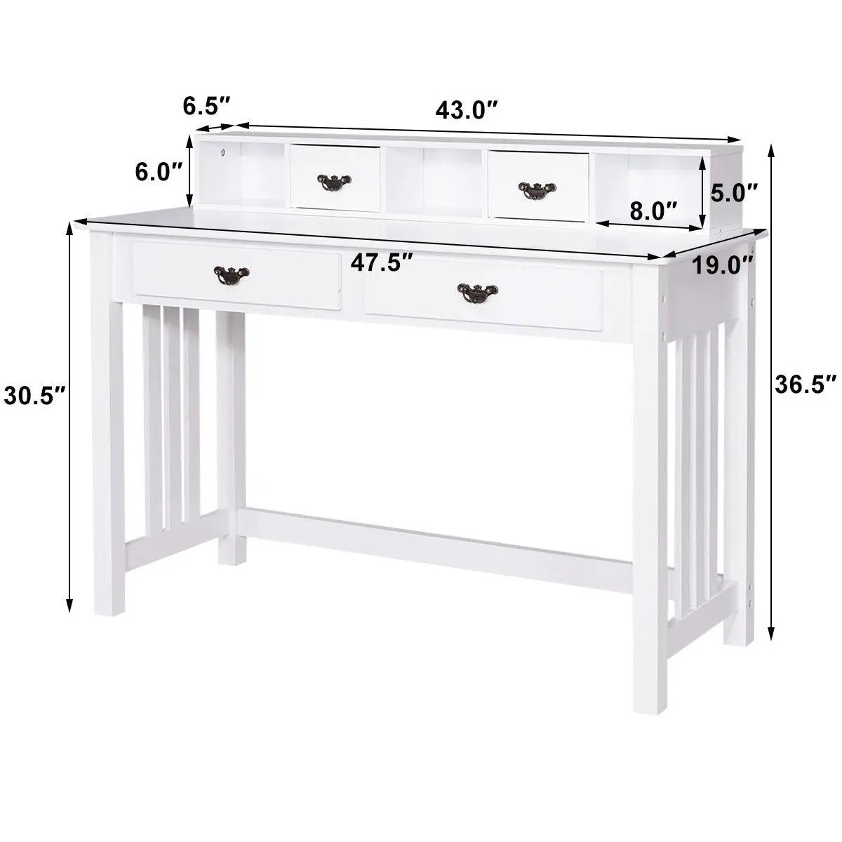 Home Office Writing Desk with 4 Drawer Computer Study Table by DirectDeals