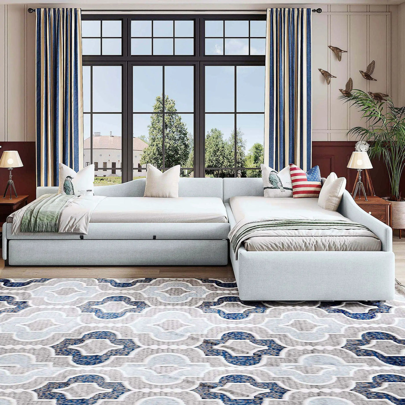 Upholstered Double Daybed With Trundle And Drawer by Unique Piece Furniture
