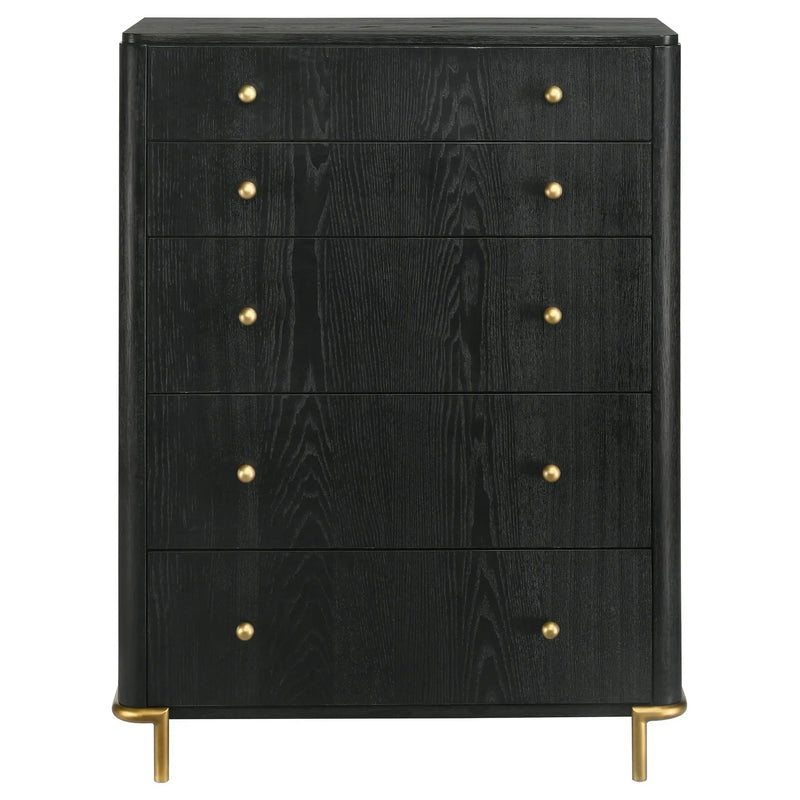 Anser - 5 Drawer Chest, Bedroom Storage Furniture - Black by HouseOfZazla