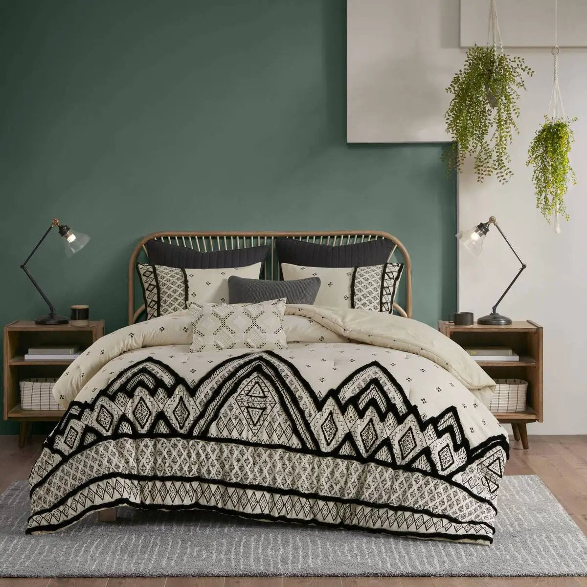 3 Piece Cotton and Flax Linen Blend Comforter Set Natural King/Cal King by HouseOfZazla