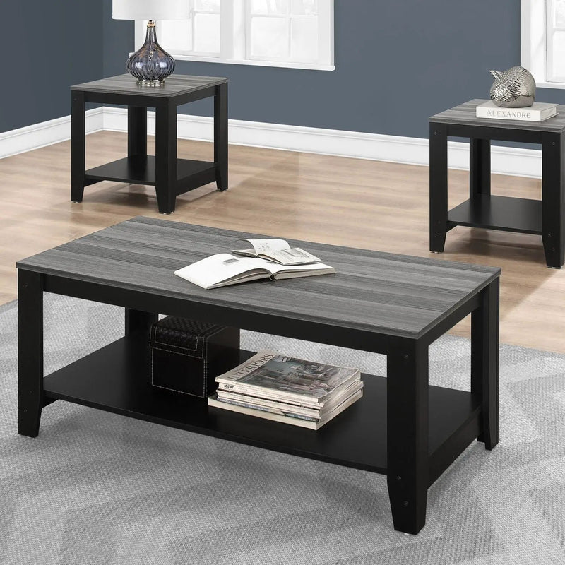 Table Set, Coffee, End, Side, Accent For Living Room Transitional (Set of 3) - Black by Unique Piece Furniture