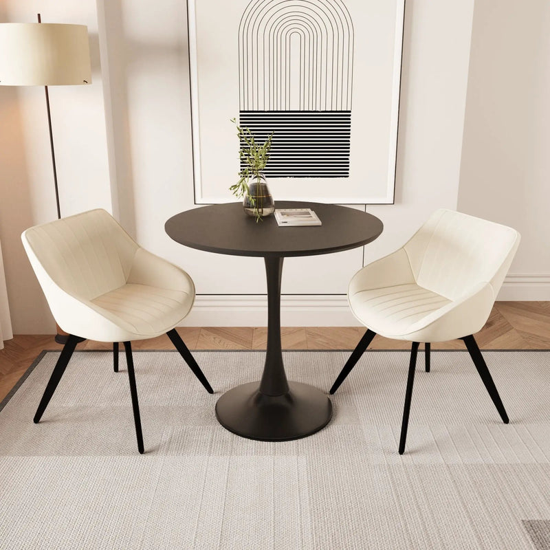Round Dining Table Set With Tulip Design And 2 Chairs by HouseOfZazla