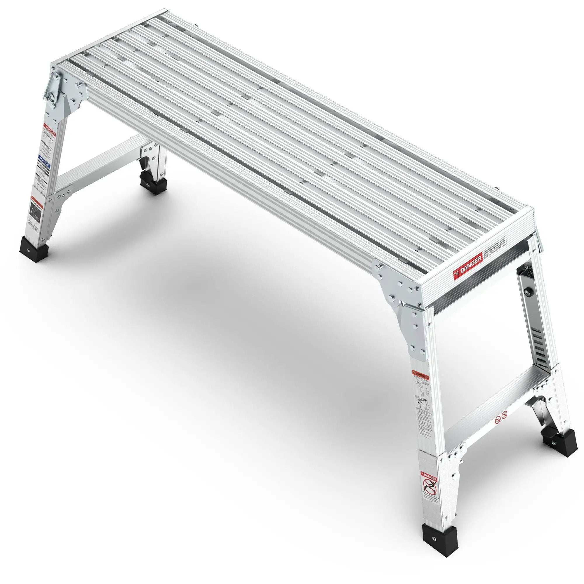 Aluminum Work Platform Large Size Step Stool Folding Portable Work Bench 40" Width Telescopic Feet Height Adjustable - Gray by HouseOfZazla