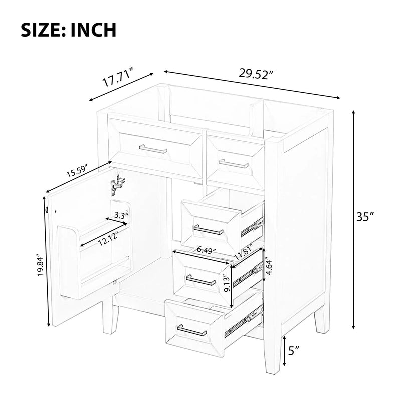 30" Bathroom Vanity Cabinet Base Without Sink by HouseOfZazla