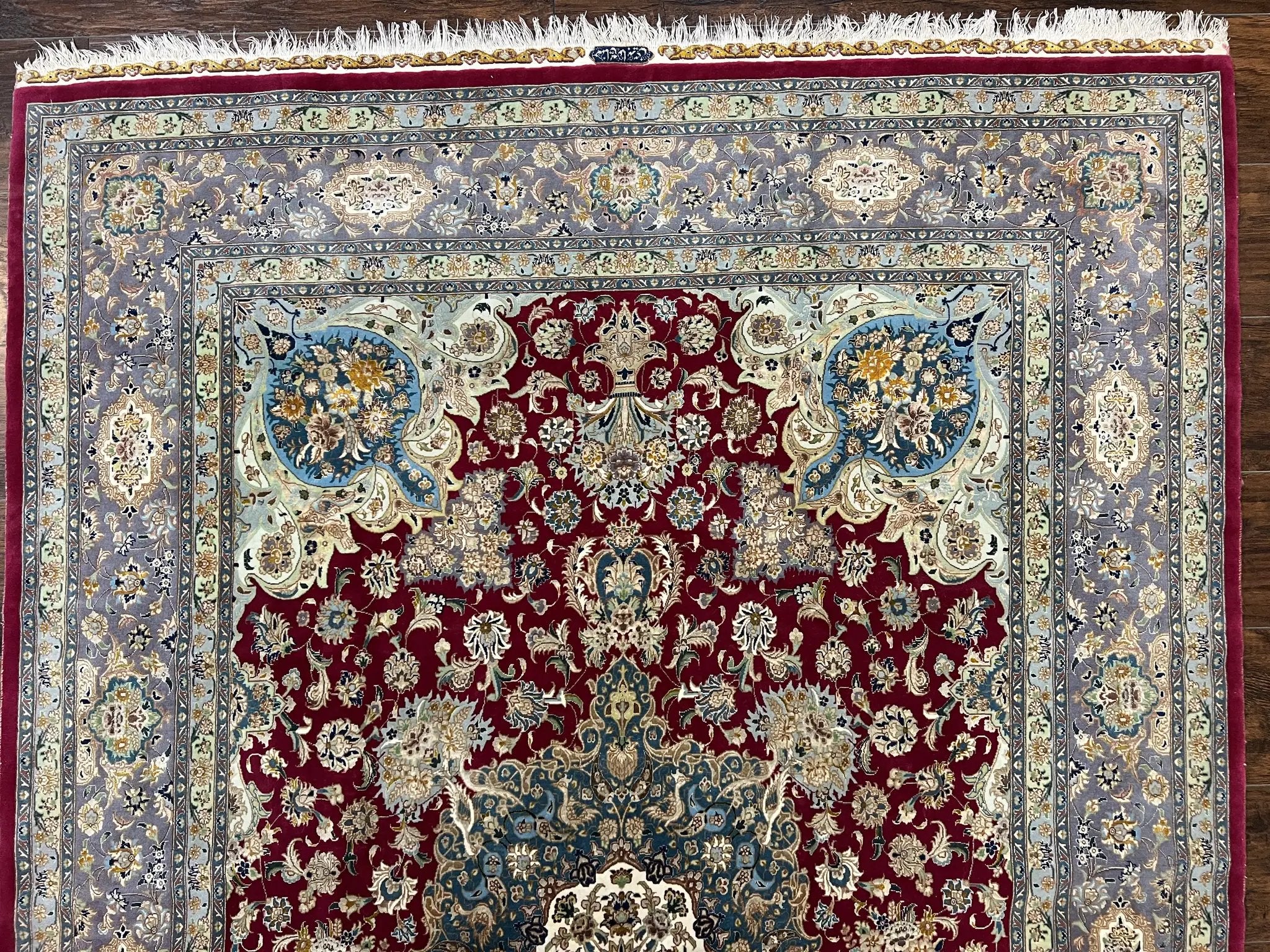 Stunning Persian Tabriz Rug 5x7, Signed by Masterweaver, Maroon, Floral Medallion, Ultra Fine 70 Raj 625 KPSI, Kork Wool Silk Foundation, Handmade by Jewel Rugs