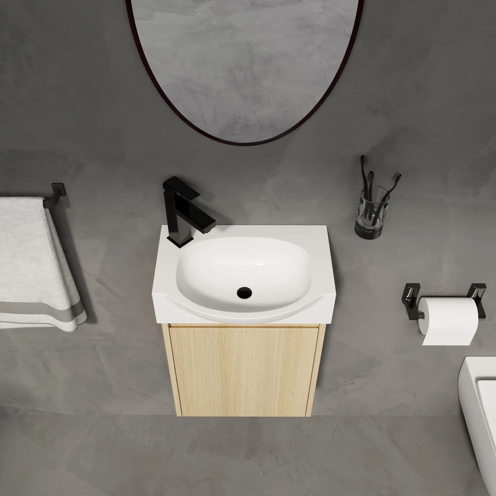 Modern Bathroom Vanity With Ceramic Basin, Wall Mounted Floating Sink Combo, Storage Cabinet by HouseOfZazla