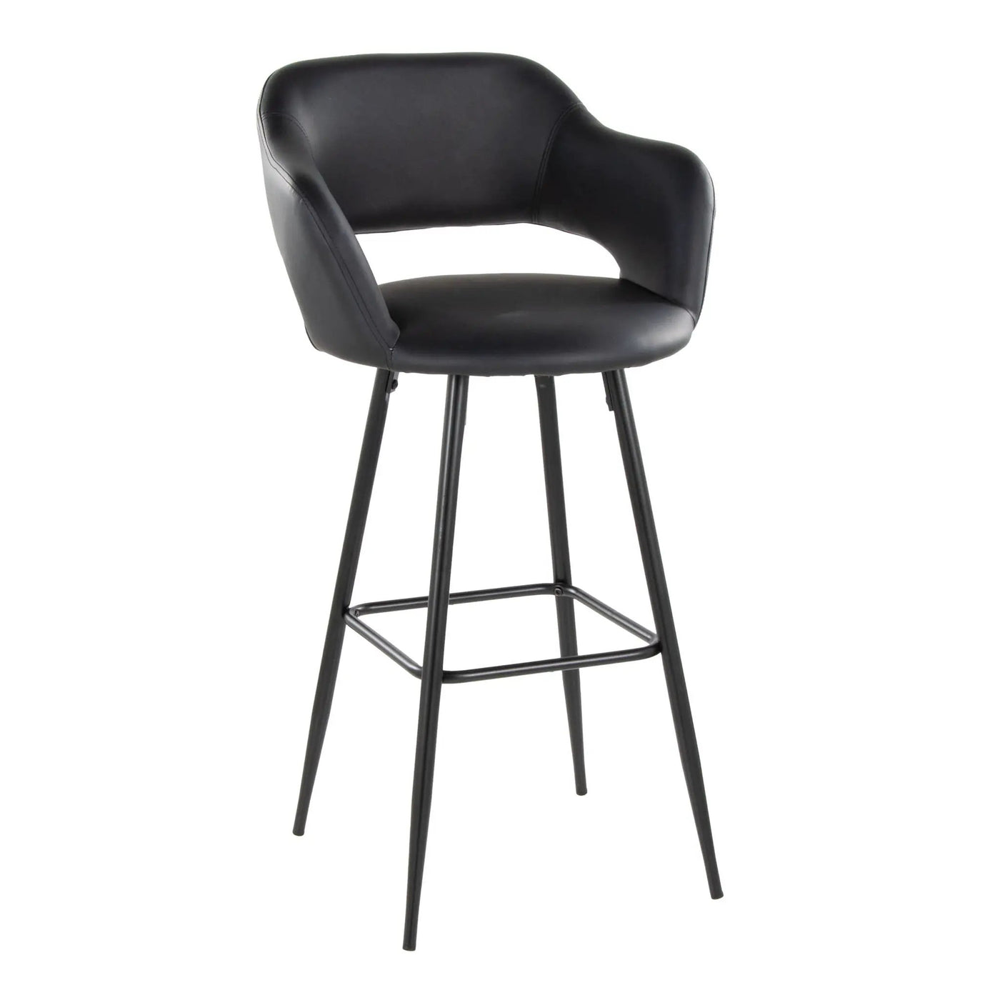Margarite - Contemporary Fixed Height BarStool With Square Footrest (Set of 2) by HouseOfZazla