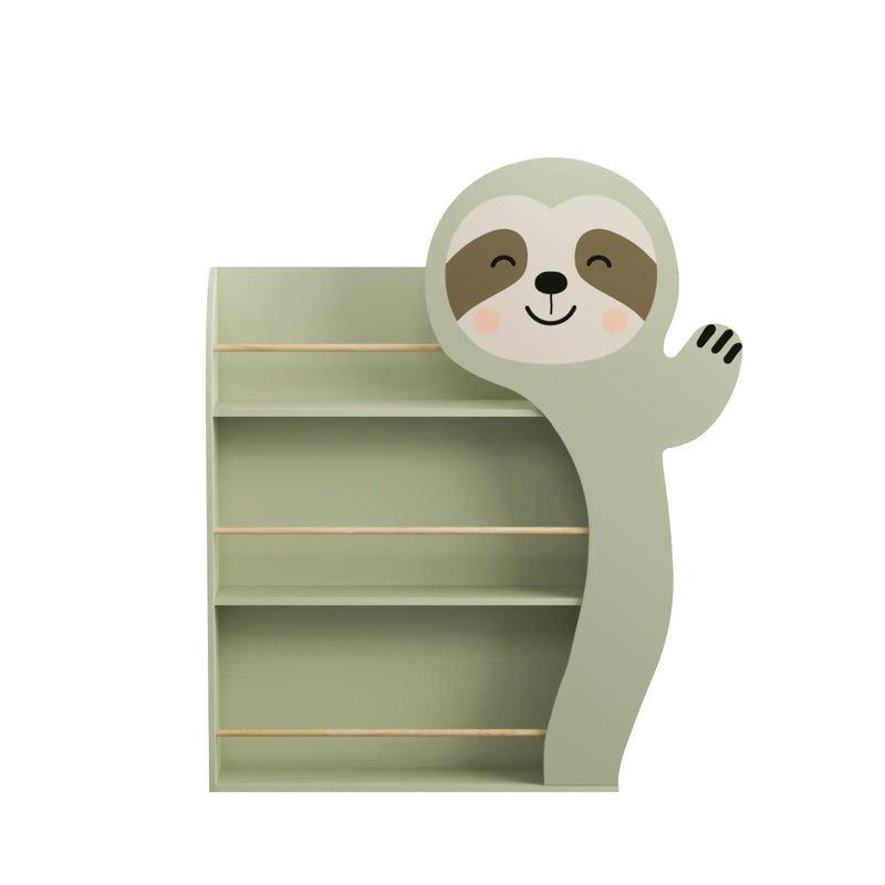 Sloth Bookshelf, Front Facing Toddler Book Display Rack With 3 Tiers, Cute Animal Design - Sage Green by HouseOfZazla