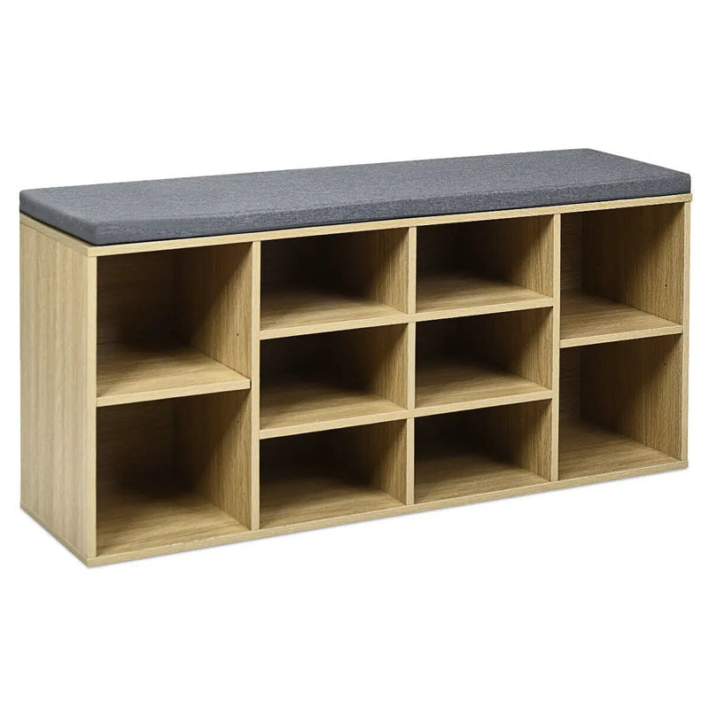 10-Cube Organizer Shoe Storage Bench with Cushion for Entryway by DirectDeals