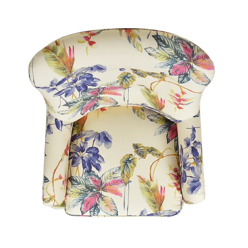 Paradise Upholstered Arm Chair, Off-White/Floral Printed On Cotton by HouseOfZazla