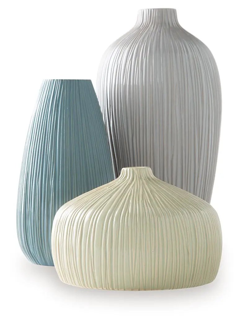 Eiderman - Vase Set (Set of 3) - Gray / Blue / Green by Unique Piece Furniture