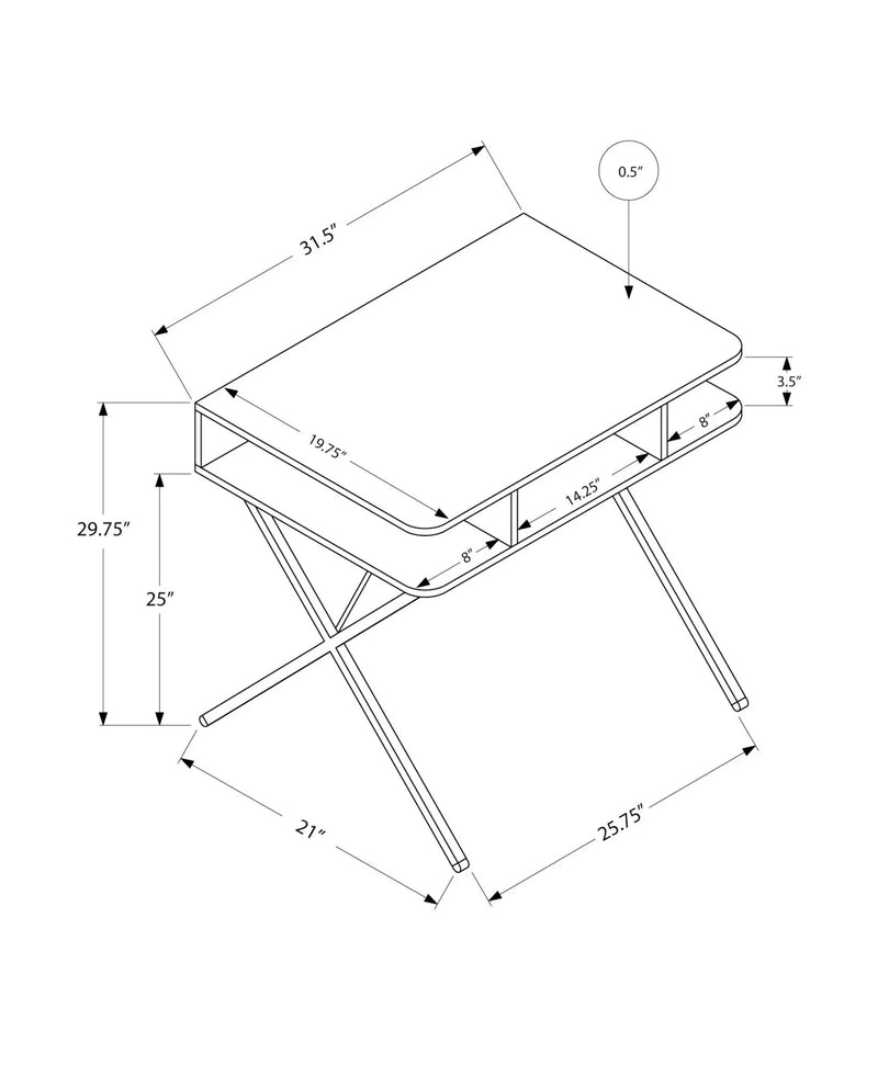Computer Desk For Home Office, Laptop, Storage Shelves, Modern Convenient Design - White by Unique Piece Furniture