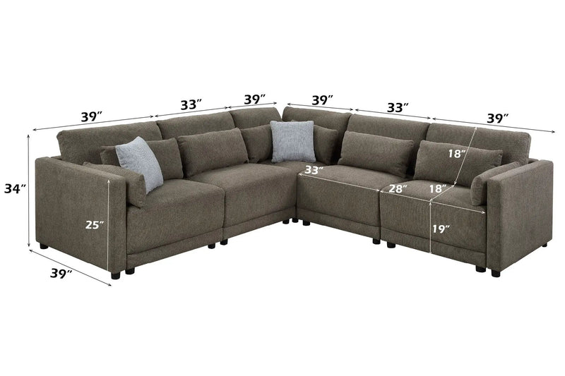 Rylie Modular Sectional Sofa With Toss Pillows by HouseOfZazla