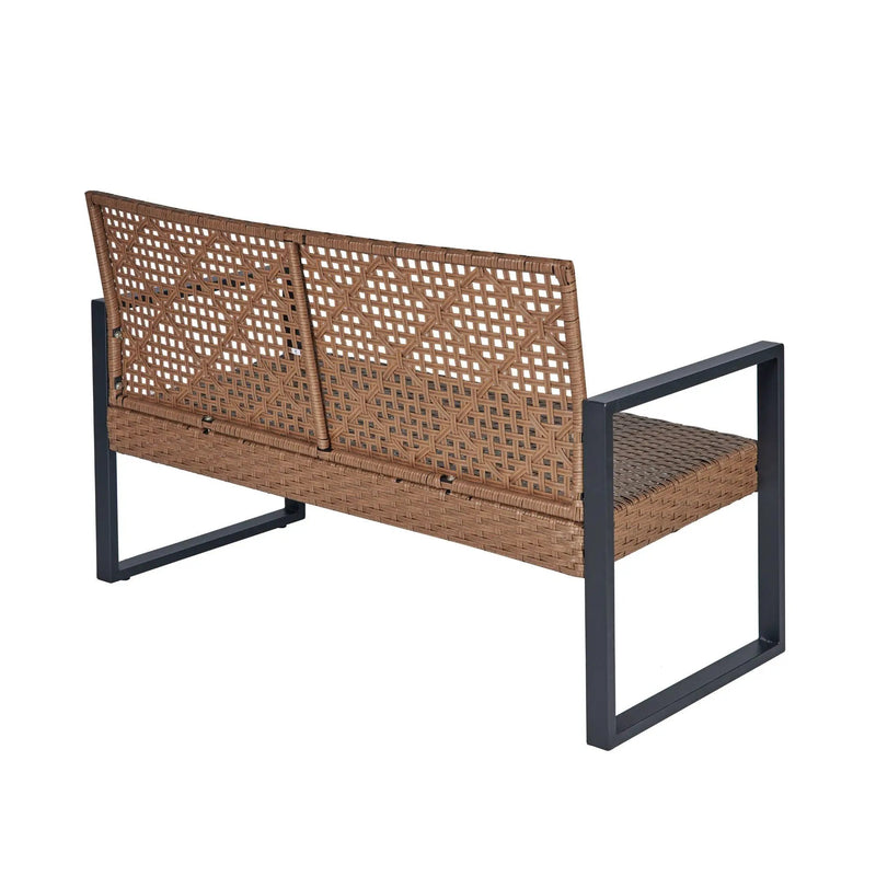 4 Piece Patio Furniture Set With Acacia Wood Table Top And Cushions by HouseOfZazla