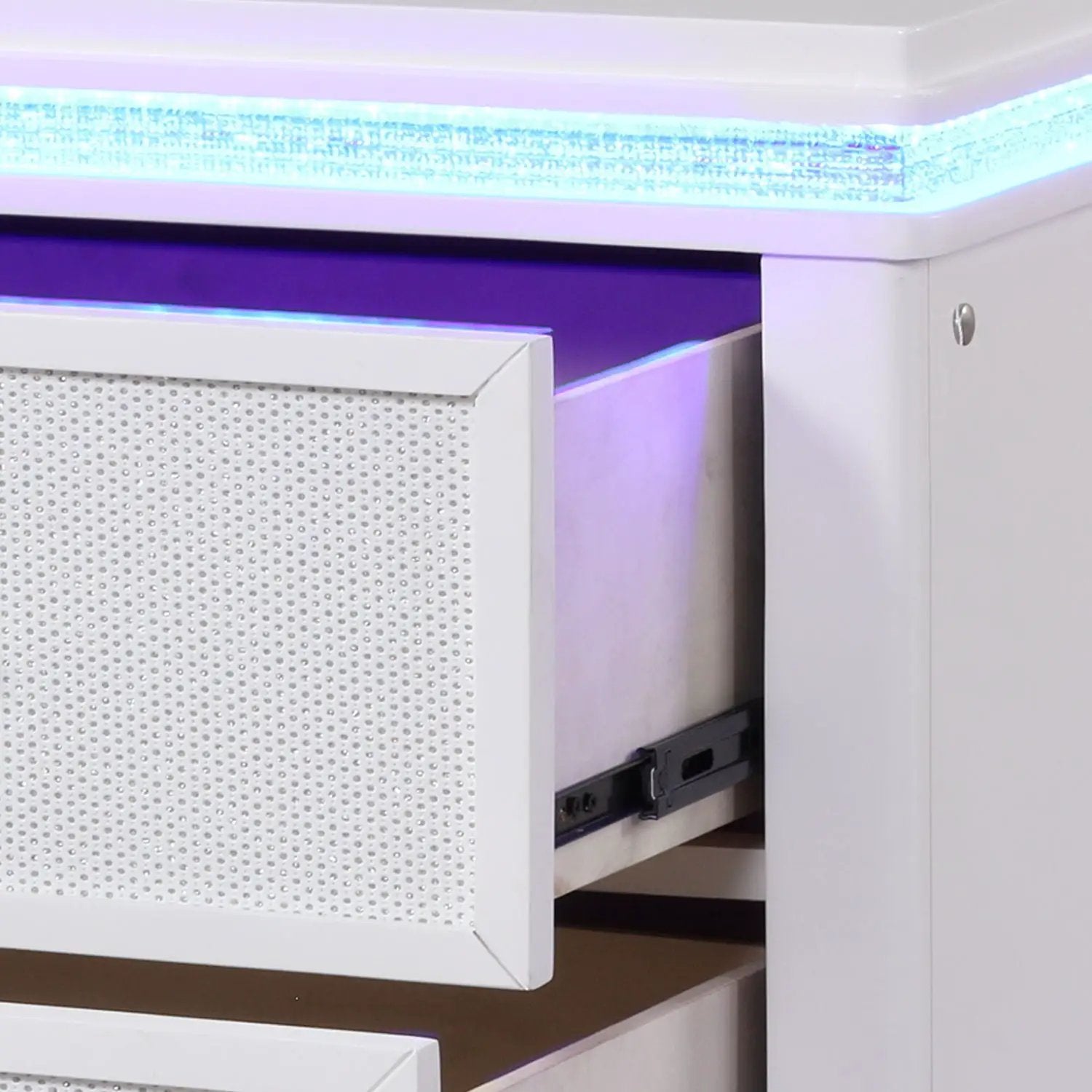 Opium - 2 Drawer Nightstand With LED Lights - White by HouseOfZazla