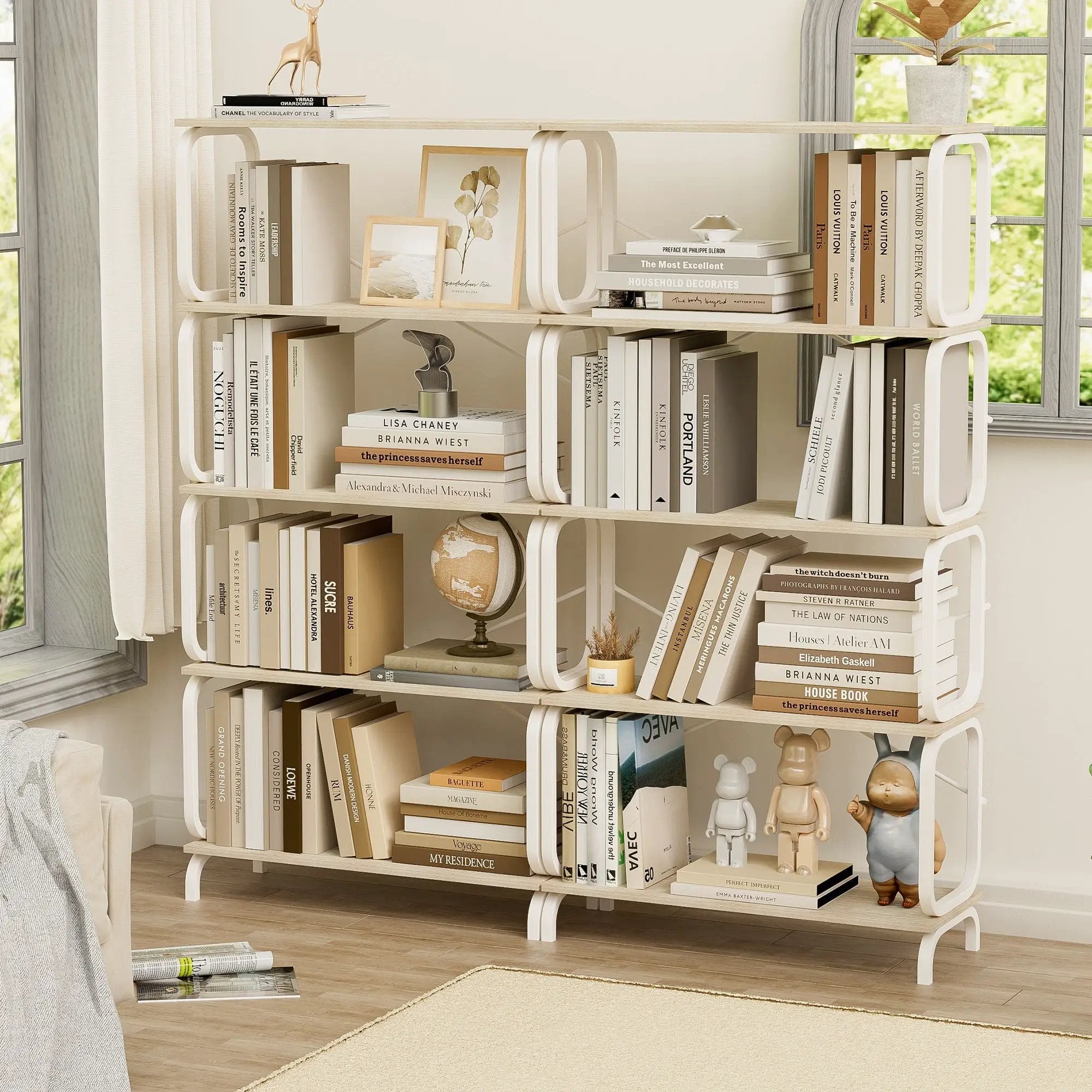 5 Tier Industrial Bookshelf, Tall Bookcase With Open Design, Vintage Storage Organizer by HouseOfZazla