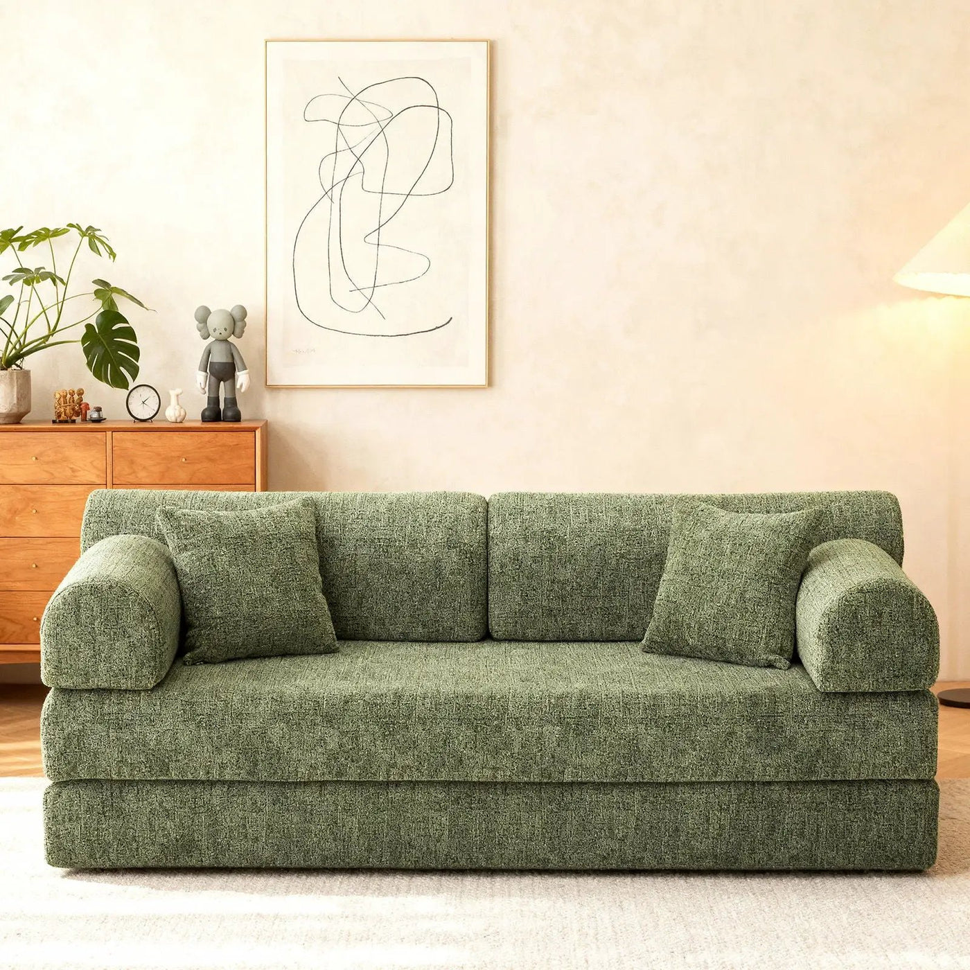 Modern 2 Tone Fabric Convertible Sleeper Sofa Bed by HouseOfZazla