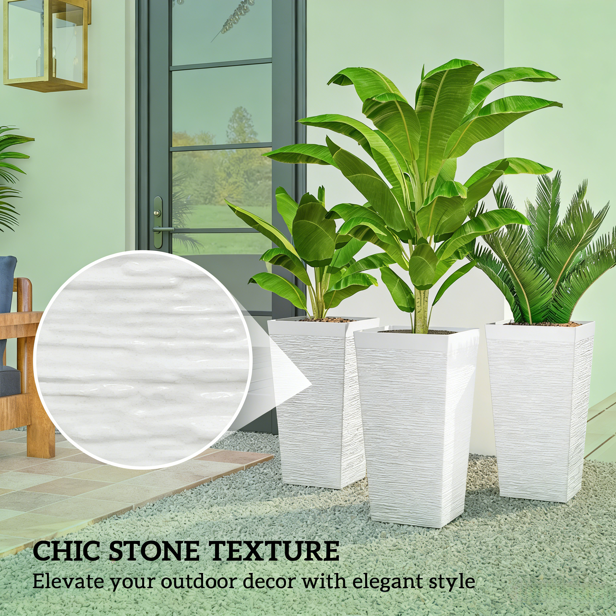 Stackable Tapered Planters, Set of 3 Outdoor Planters by HouseOfZazla