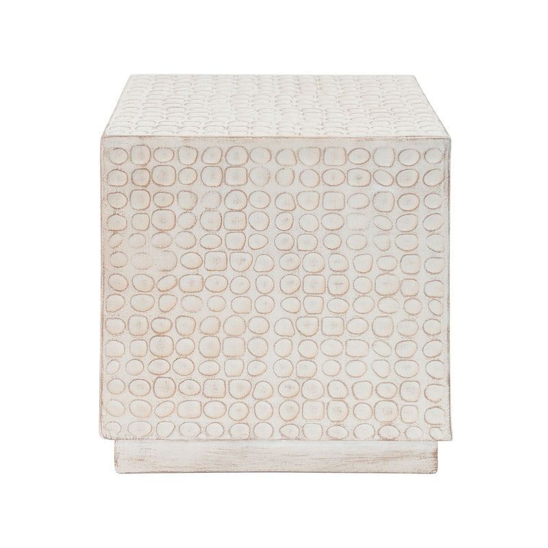 Chic Modern MGO Cube Side Table with Fluted Design - Antique Brown by HouseOfZazla