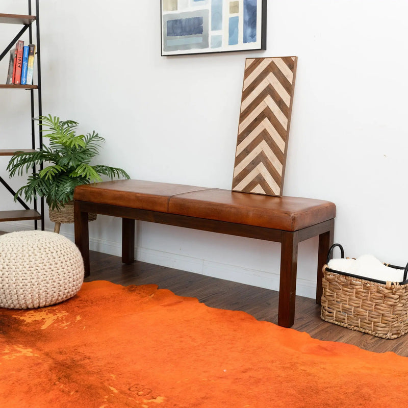 Austin - Bench With Lines - Antique Brown / Brown / Rustic / Tan by Unique Piece Furniture
