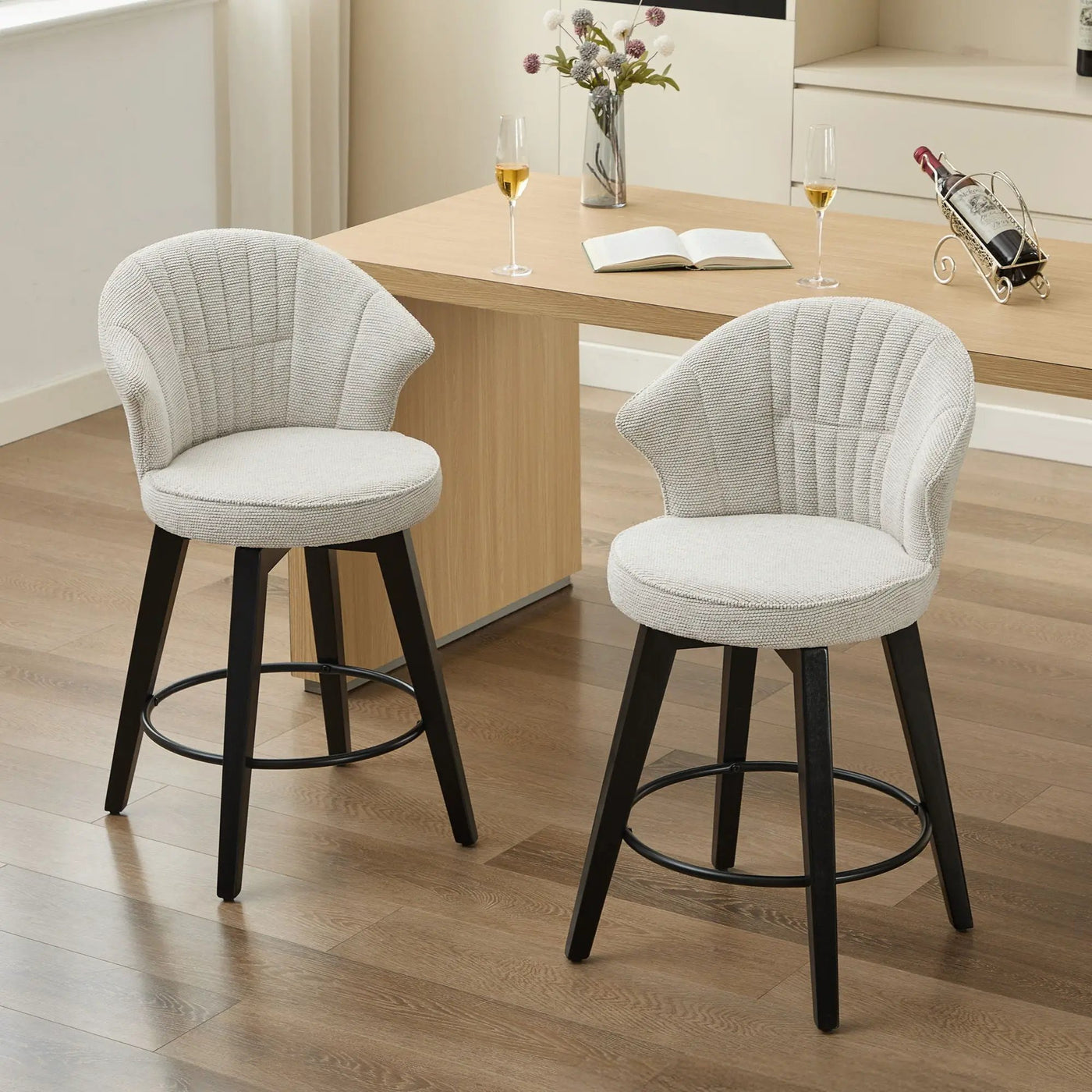 Wing Back Swivel Bar Stools (Set of 2) by Unique Piece Furniture