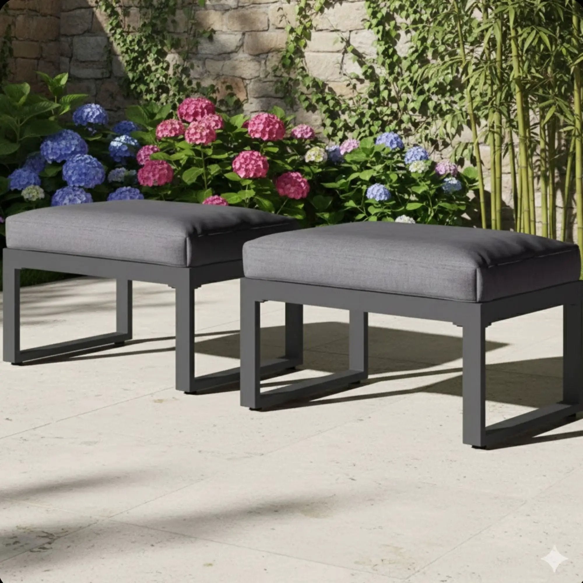 Patio All-Weather Ottomans With Thick Cushions (Set of 2) by HouseOfZazla
