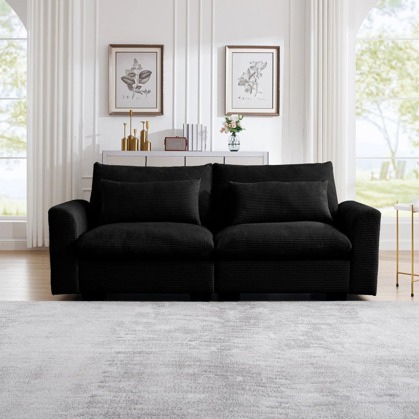 Modern 2 Seater Corduroy Fabric Sofa by HouseOfZazla