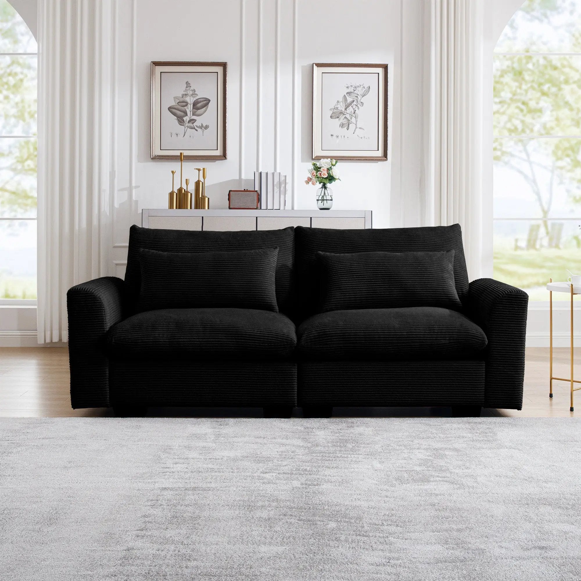 Modern 2 Seater Corduroy Fabric Sofa by HouseOfZazla