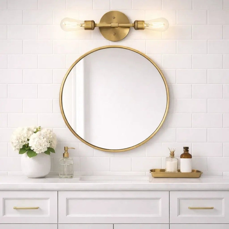 Reverie - Double Lights Bathroom Wall Sconce Over Mirror - Clear / Gold by Unique Piece Furniture