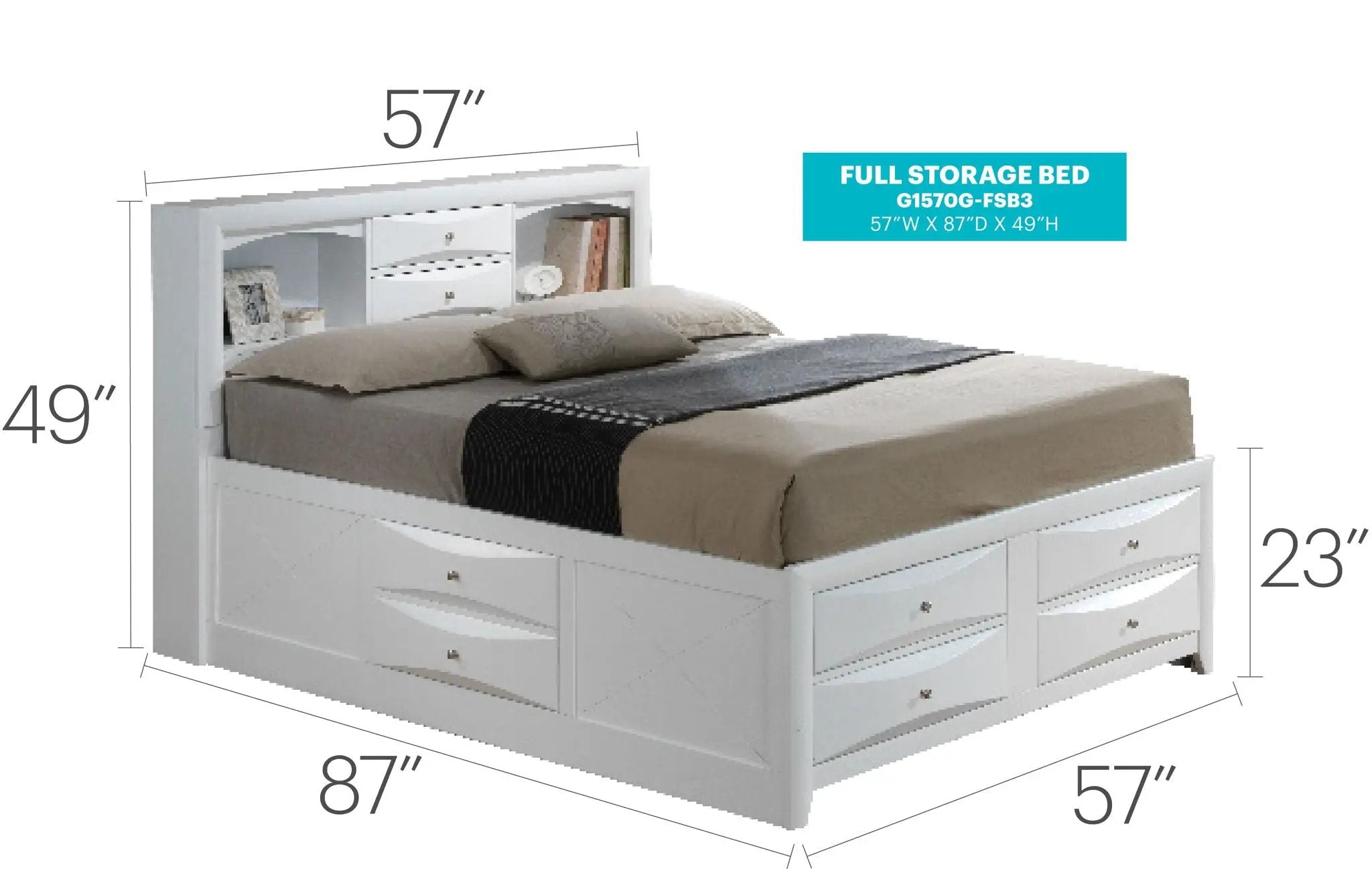 Modern Design Storage Bed With Bookcase Headboard by Unique Piece Furniture