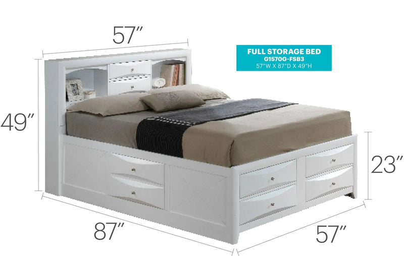 Modern Design Storage Bed With Bookcase Headboard by HouseOfZazla
