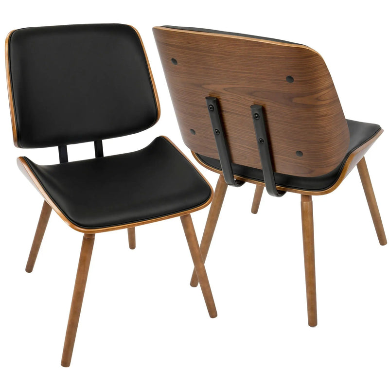 Lombardi - Mid-Century Modern Dining / Chair (Set of 2) - Walnut / Black by Unique Piece Furniture