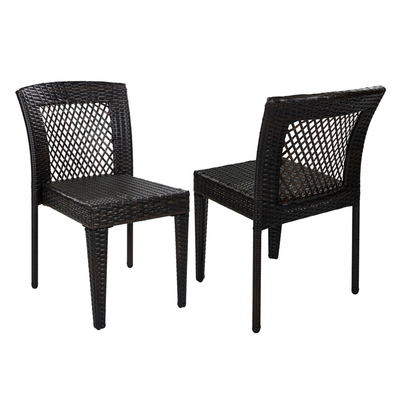 7 Piece Outdoor Dining Set with Table and 6 Chairs - Brown Multi by HouseOfZazla