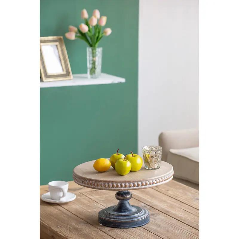 Wooden Display Stand With Beaded Trim - Black Brown by HouseOfZazla