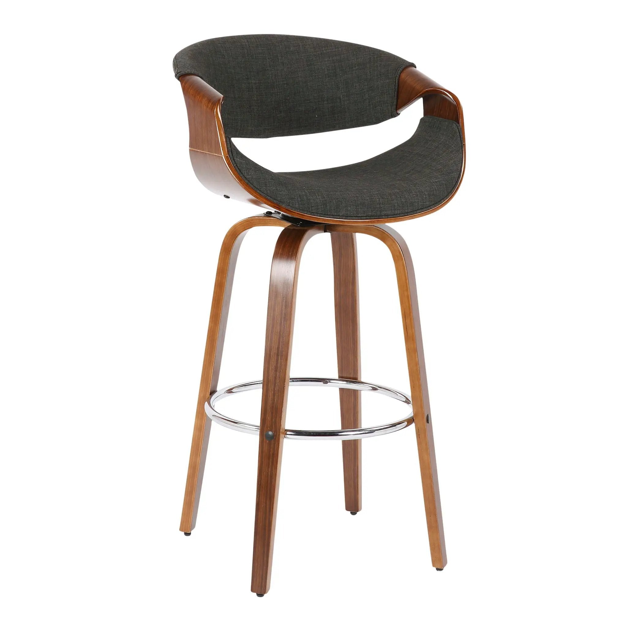 Curvini Mid - Century Modern Fixed Height Barstool With Swivel (Set of 2) by Unique Piece Furniture