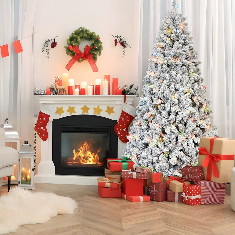 7FT Flocked Christmas Tree with 500 Colorful UL Lights by HouseOfZazla