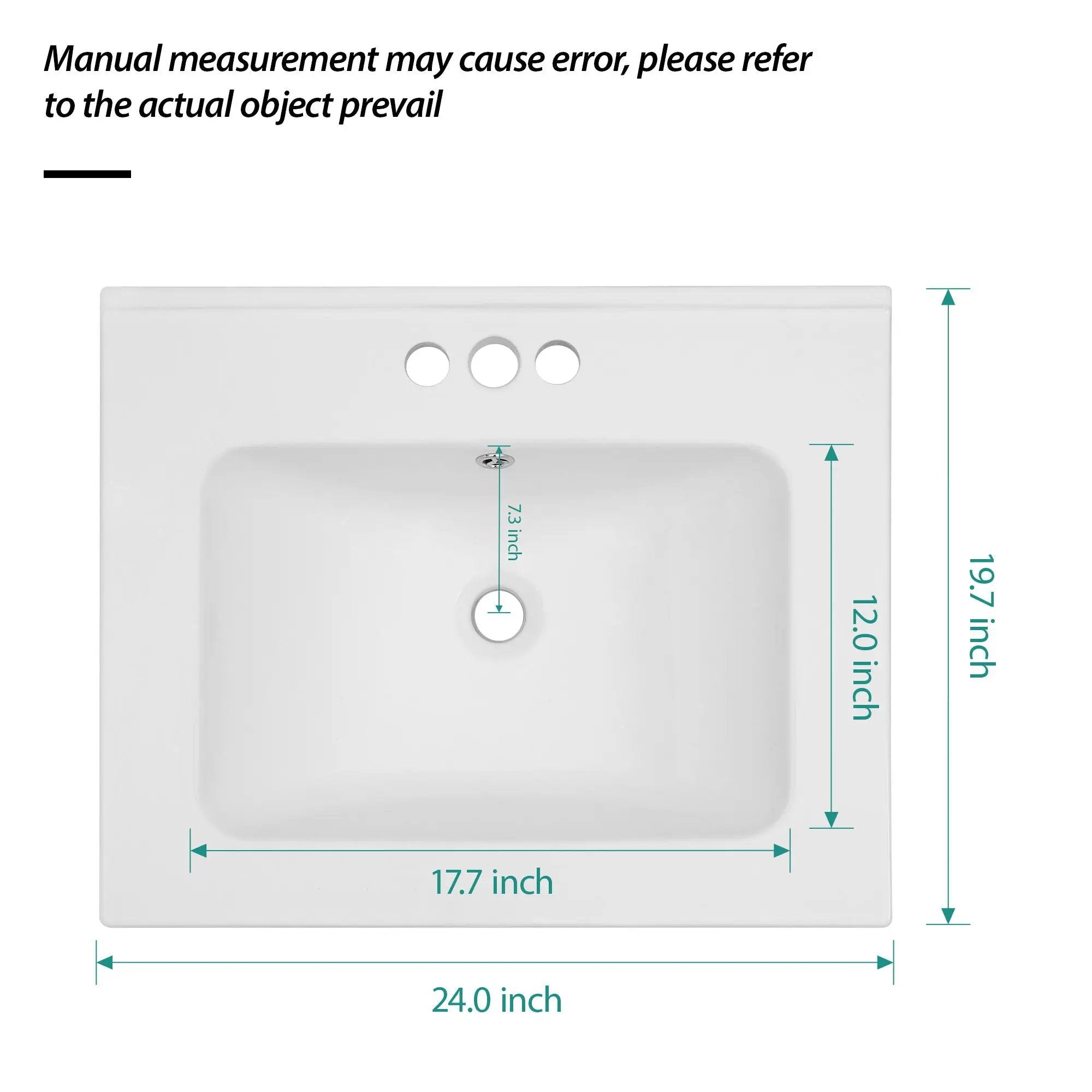 Modern Rectangular Single Vanity Top With Overflow And 3 Faucet Holes - White by HouseOfZazla