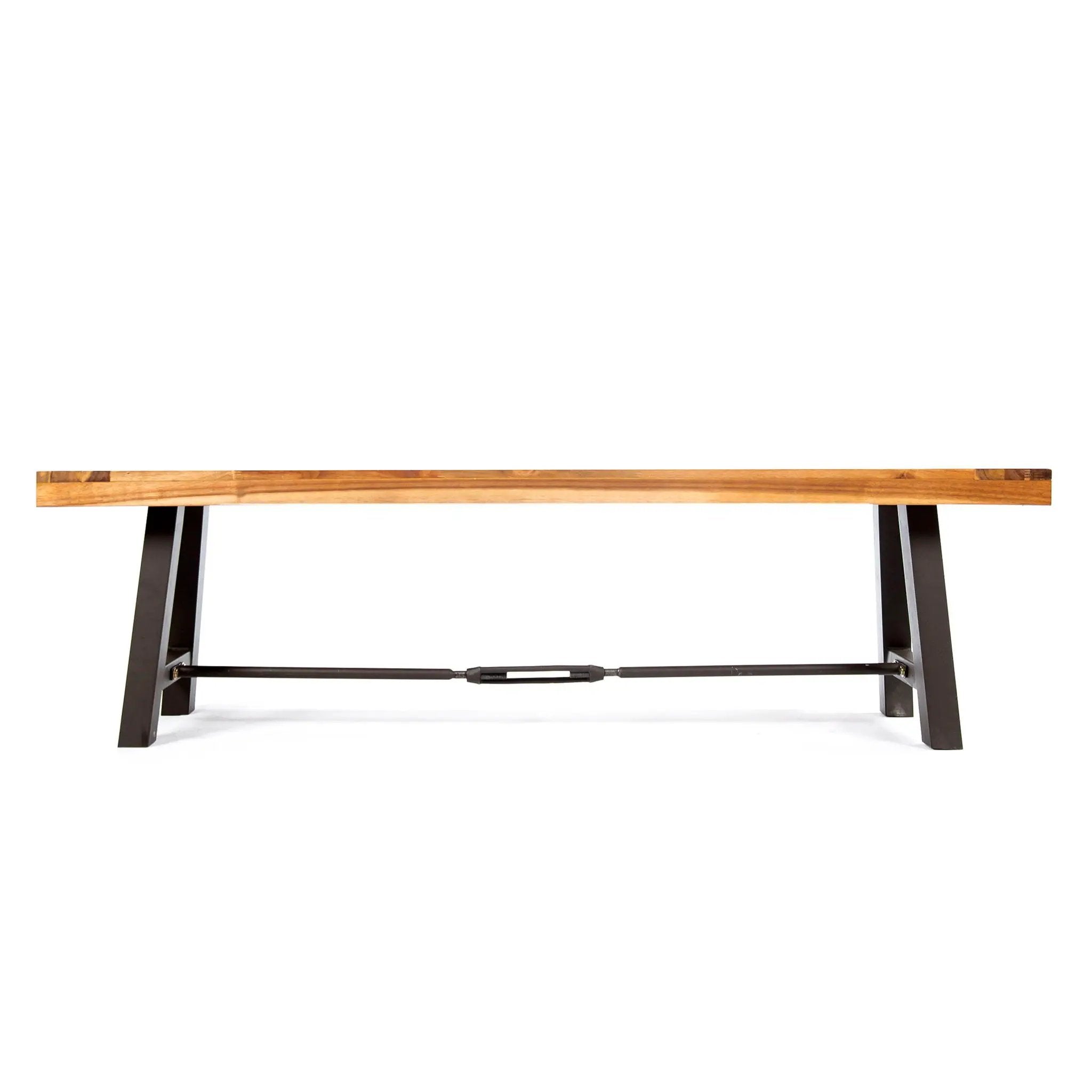 Outdoor Dining Bench, Patio Backless Bench - Teak / Black by HouseOfZazla