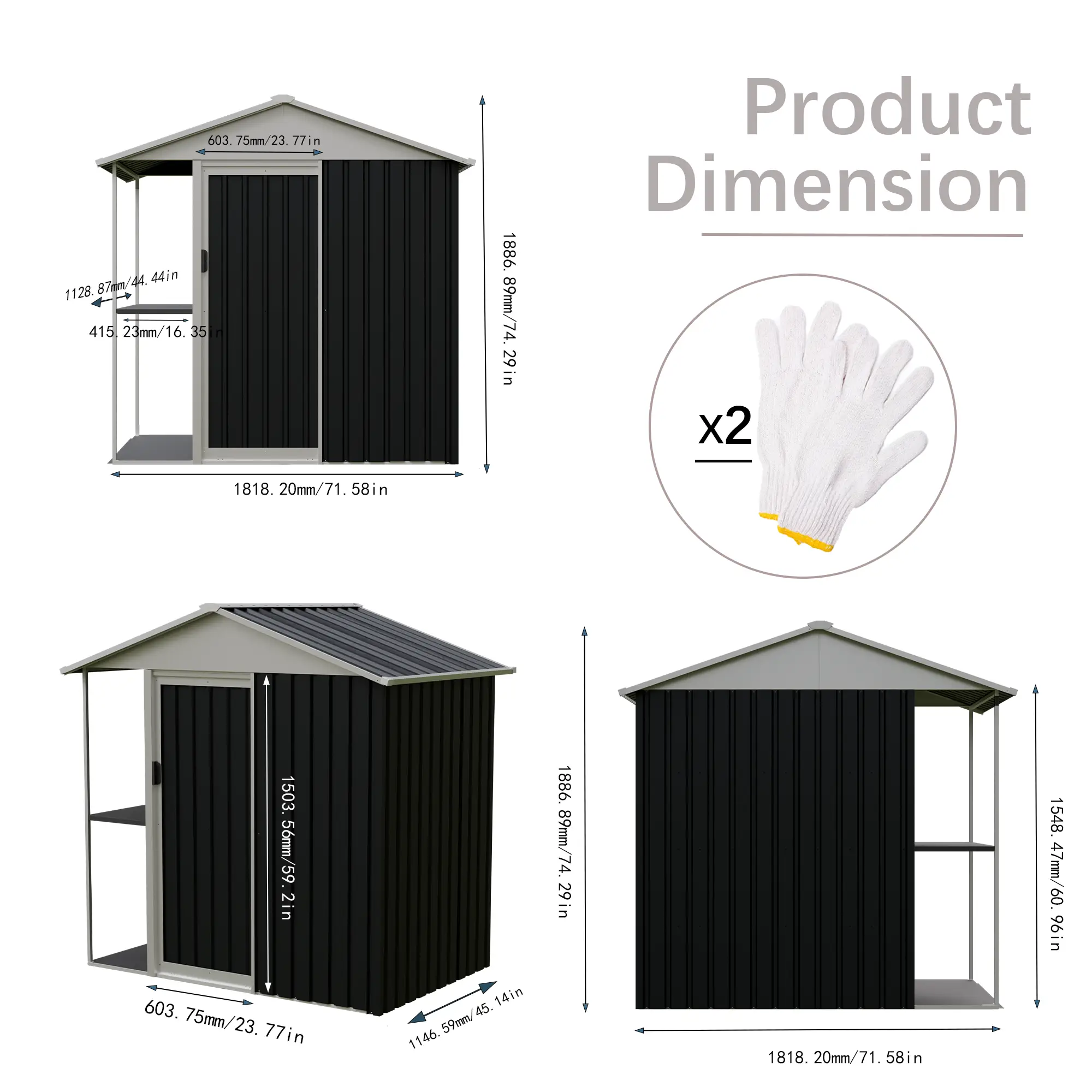 6 x 4 Ft Outdoor Storage Shed with Rack by HouseOfZazla