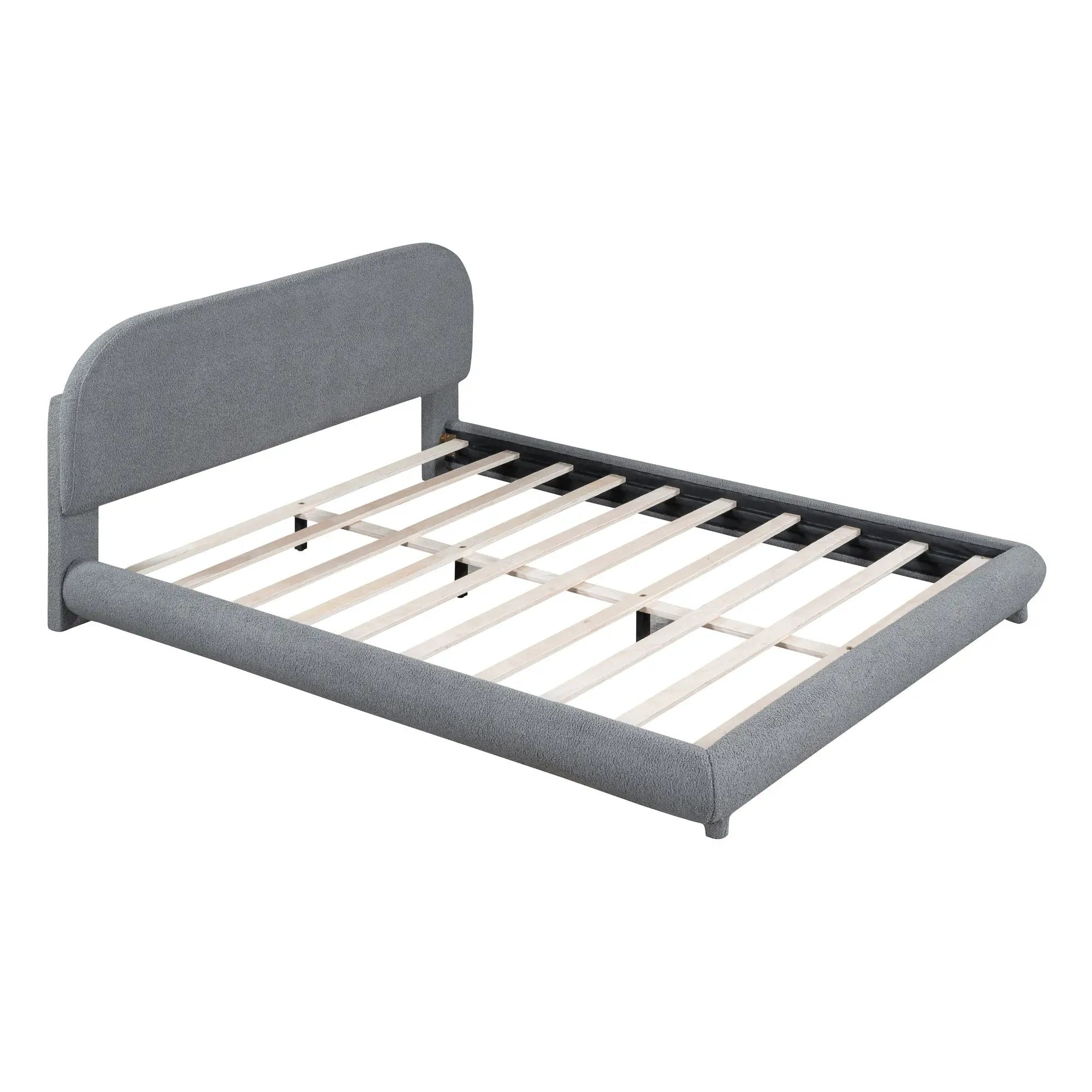 Upholstered Platform Bed With Thick Solid Frame And Stylish Curve-Shaped Design by HouseOfZazla