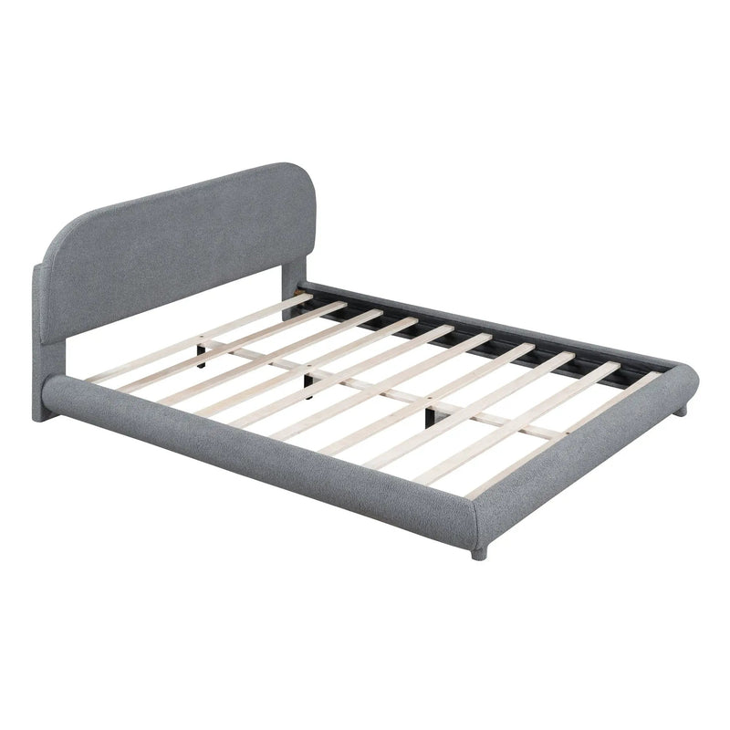 Upholstered Platform Bed With Thick Solid Frame And Stylish Curve-Shaped Design by HouseOfZazla