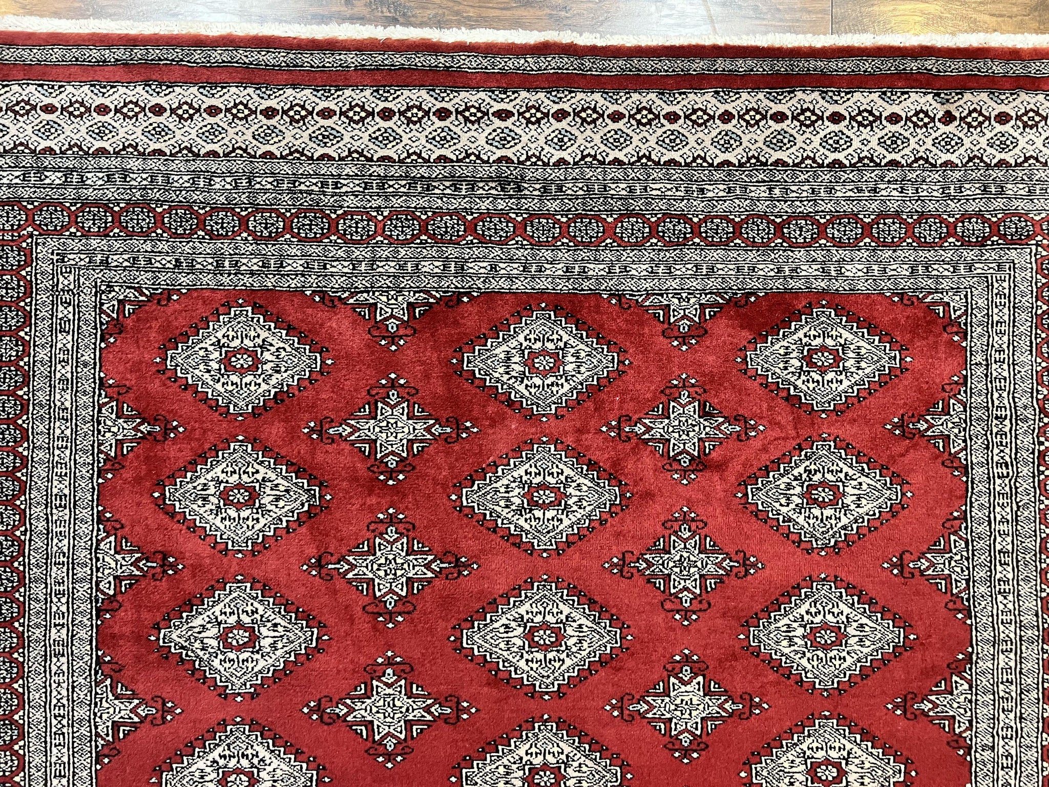 Pakistani Bokhara Rug 6x8, Fine Turkoman Carpet, Wool Handmade Vintage, Red, 6 x 8 Medium Sized Rug, Turkmen Rug by Jewel Rugs