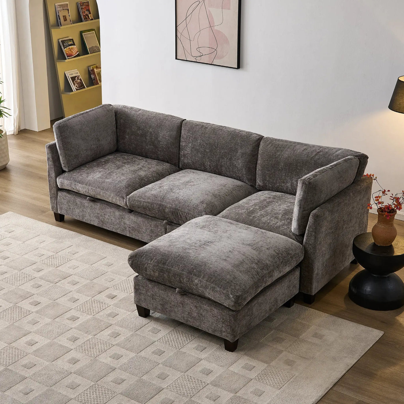 Chenille Upholstered L-Shape Sectional Couch by HouseOfZazla